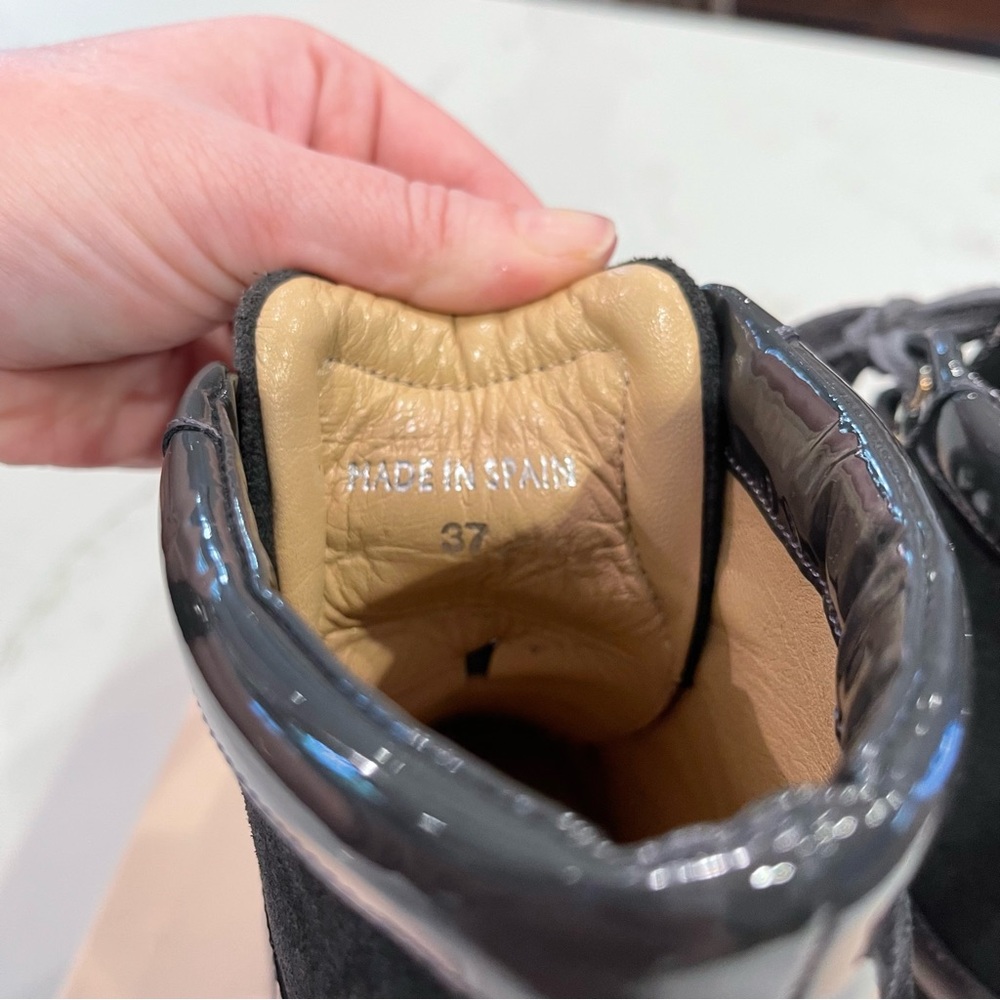 🎉HOST PICK🎉Jimmy Choo grey suede & pattern leather wedge Panama sneaker in box - Picture 8 of 16
